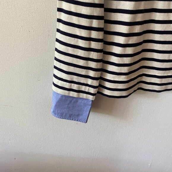 J. Crew Factory Blouse Women's Size XS Striped Preppy Mixed Material Cuffs - Picture 2 of 6
